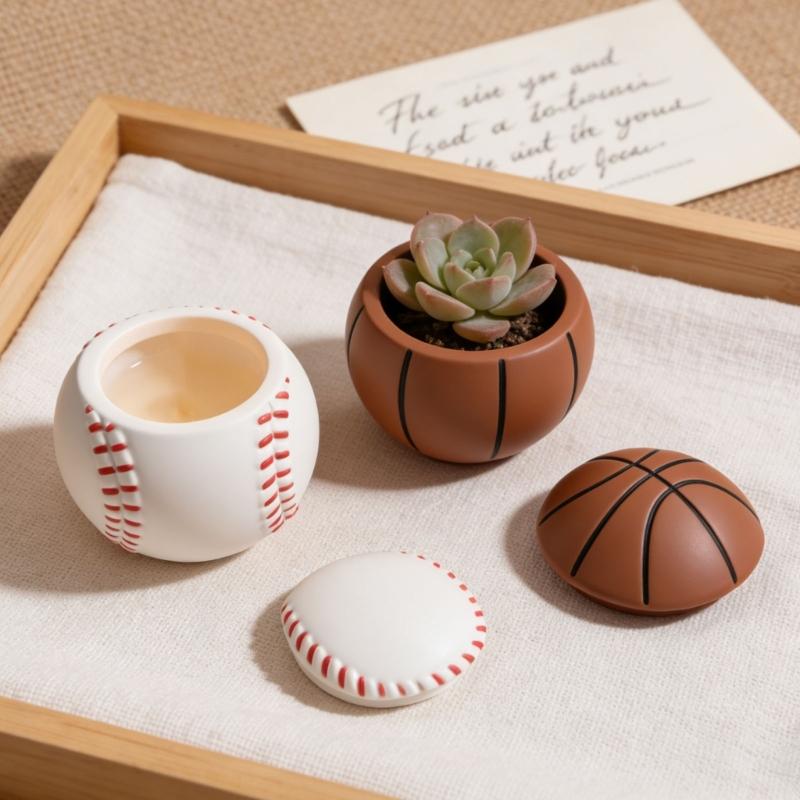 Basketball Baseball Silicone Candle Cup Molds For Handmade Candle Soap Concrete Planter Storage Box Making And Resin Art