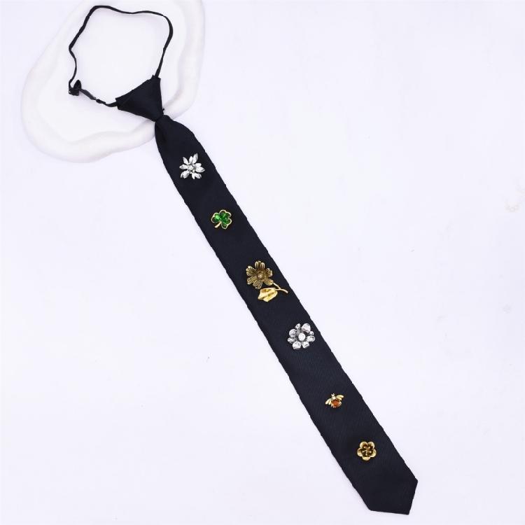 Delicate Crystal Accented Insect Necktie Premium Woven Polyester Comfortable Unisex Accessory For Daily Use