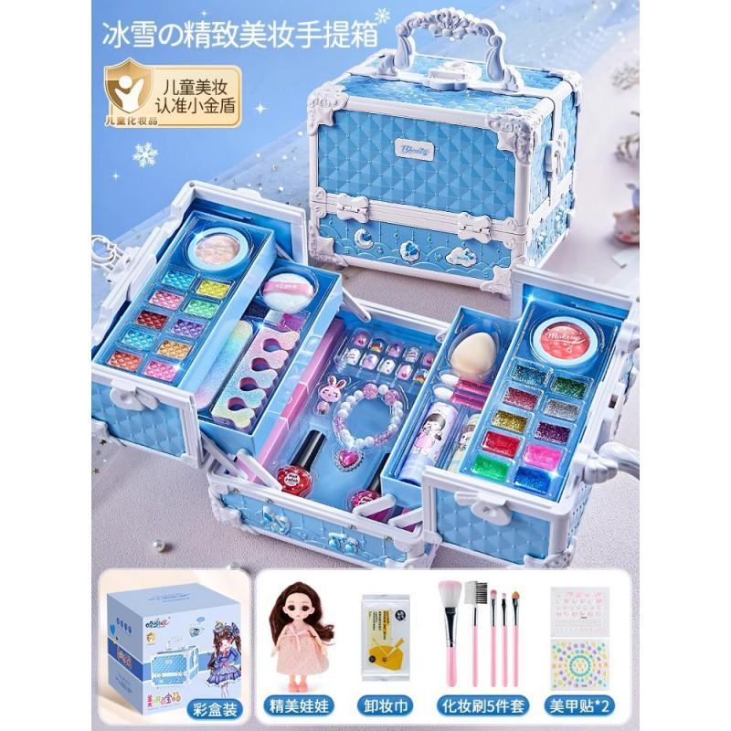 Kids Makeup Toy Set Girls Age 4-6 Non-Toxic Cosmetic Play Kit Princess Beauty Box With Nail Polish Accessories
