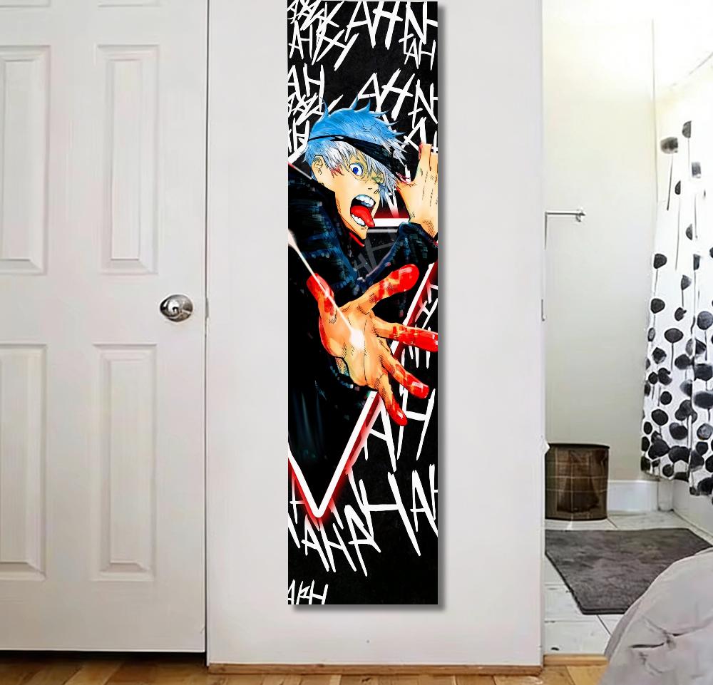 Textilien Unisex White Vertical Anime Wall Scroll Tapestry Flat Print Hair Hero Blindfold Art Hanging Banner For Teen Bedroom Dorm Decor