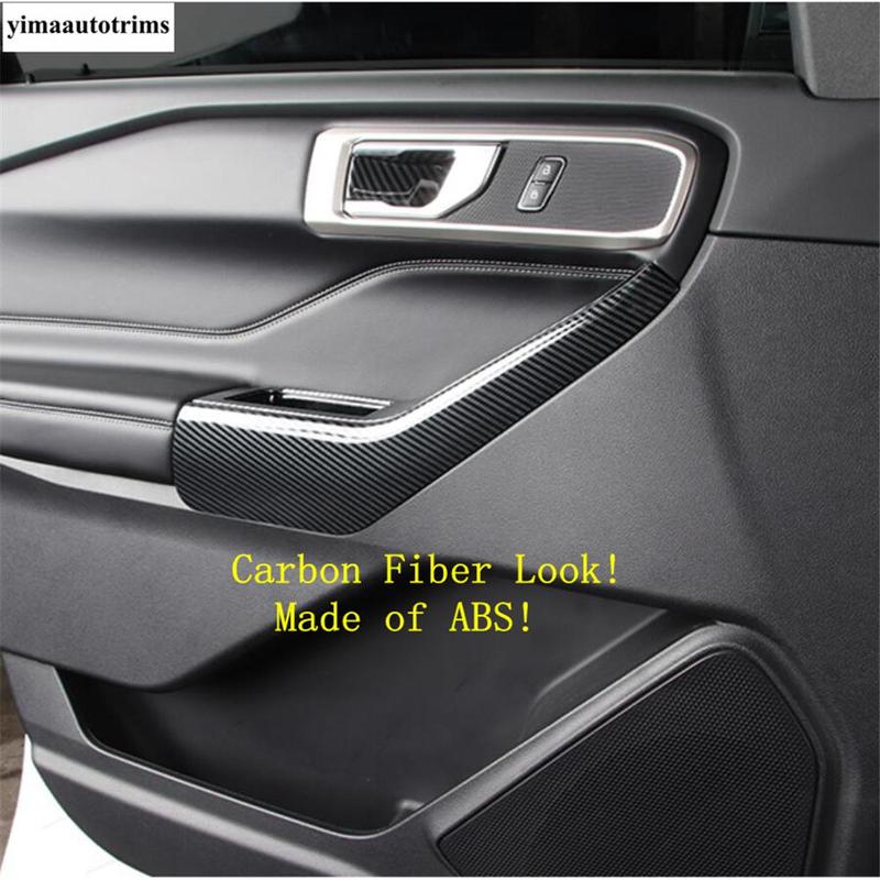 Car Inner Door Armrest Panel Handle Strip Decoration Cover Trim For Ford Explorer - 2025 ABS Matte Carbon Fiber Accessories