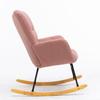 009 Mid Century Modern Rocking Chair made of Teddy Fabric with Tufted Cover, Padded Seat for Living Room and Bedroom, Pink