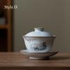 160ml Ru Kiln Covered Bowl Vintage Tea Brewing Bowl Ceramic Tea Serving Bowl