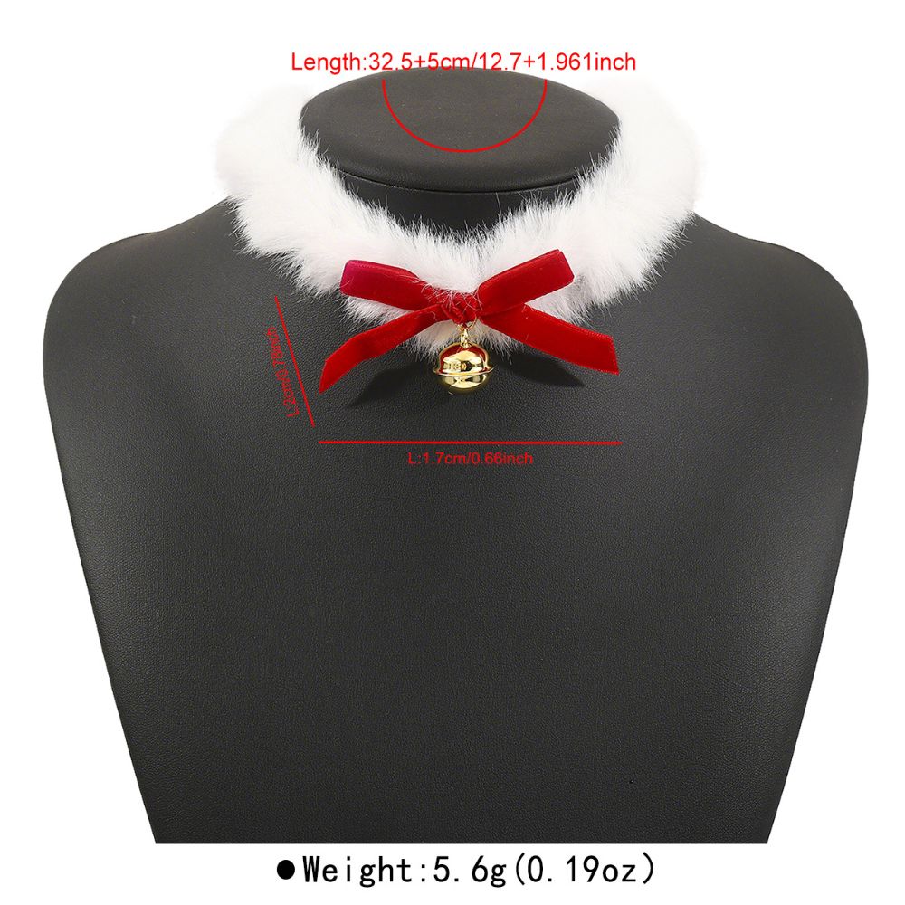 Plush Christmas Choker Velvet Bowknot Xmas Clavicle Chain  Holiday Photography Accessories