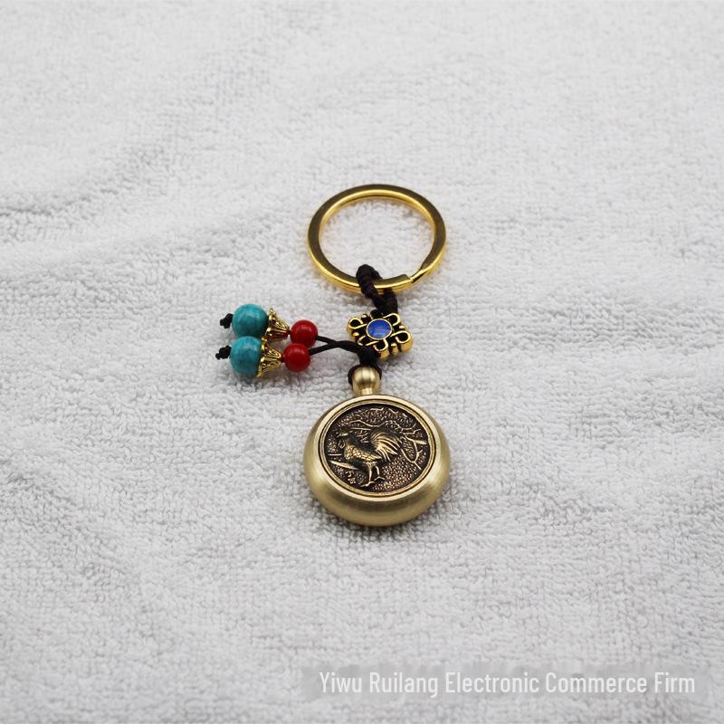 Pure Brass Zodiac Gyroscope Keychain Ornament