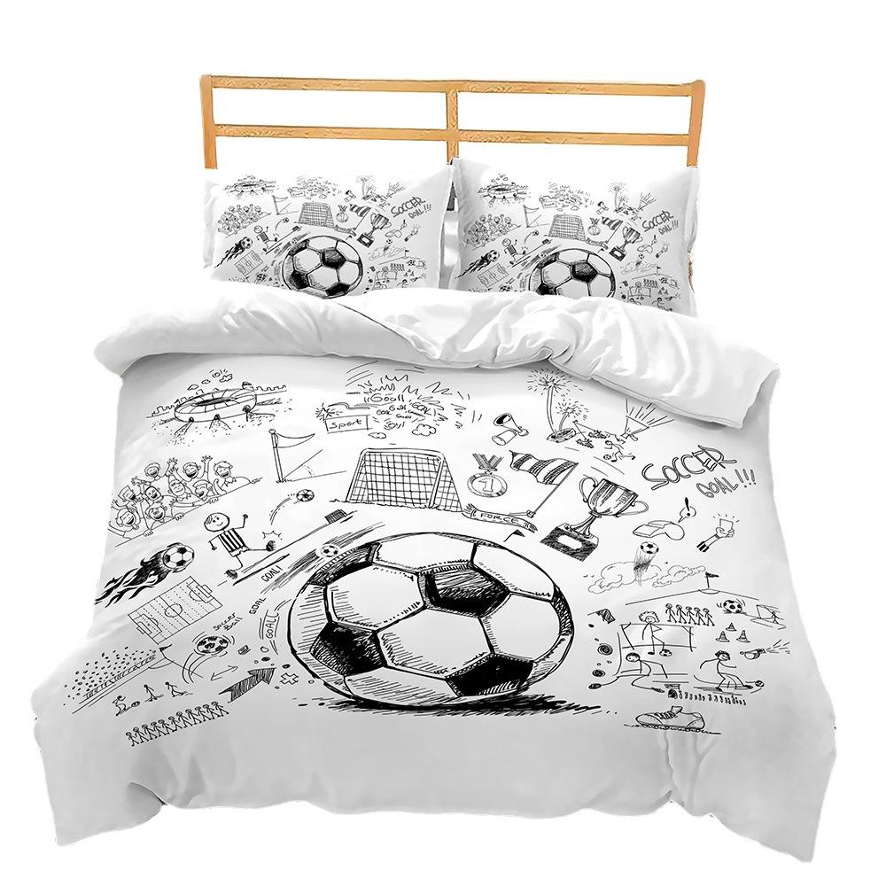 Basketball Football 3D Digital Printed Bed Kit Three Piece Quilt Cover