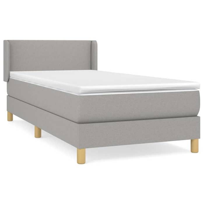 Maison Exclusive - Bed Slatted Base and Mattress Light Grey 90x190 Cm Fabric