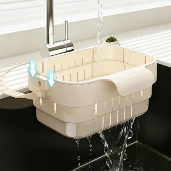 Yousheng Hanging Drain Basket, Foldable with Reinforced Handle Design, Retractable Waterproof Moisture-Proof Basket for Bathroom Kitchen