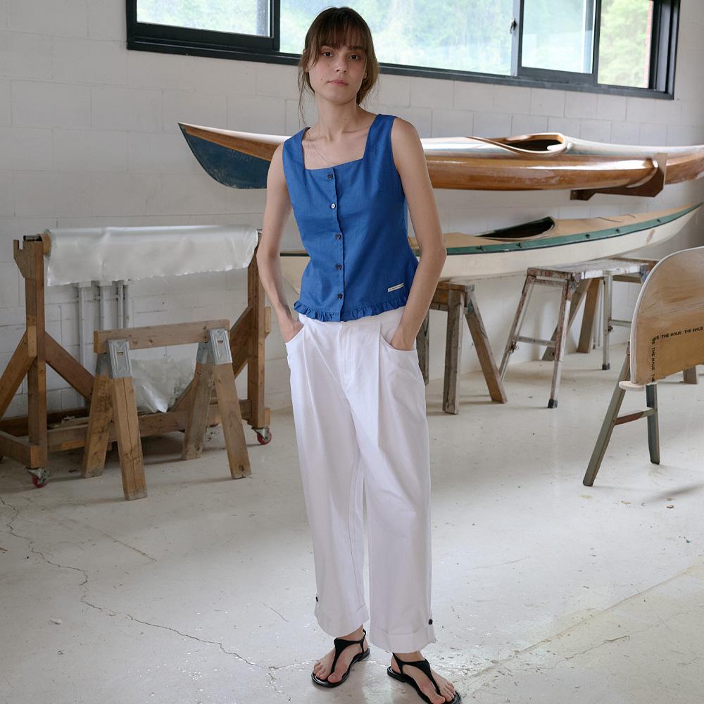 Elssibeui Frill Sleeveless Blouse_Cobalt Blue