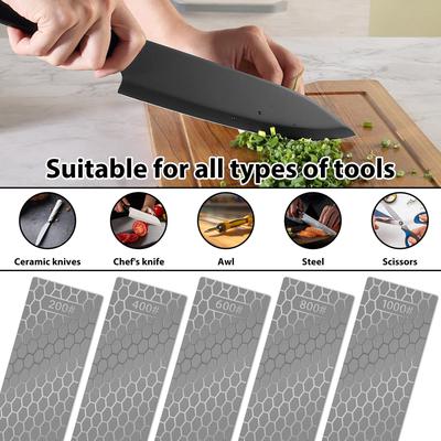 5/10Pcs Knife Sharpening Stones Efficient Diamond Sharpening Plates W/ Honeycomb Surface Non Slip Best Lapping Plate for Kitchen