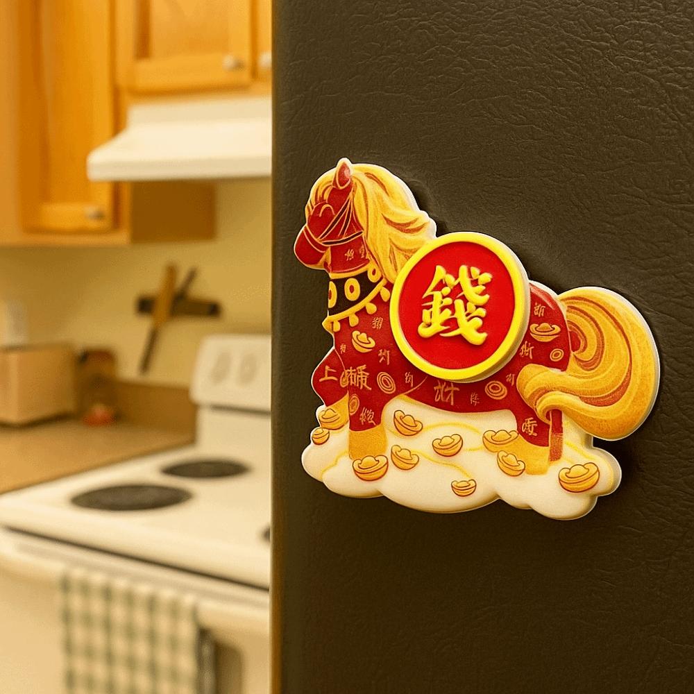 God of Wealth New Year Magnetic Sticker Cartoon Horse Year Fridge Magnets  Chinese New Year