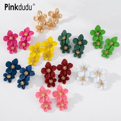 Female Fashion Boho Long Tassel Alloy Flower Earrings Korean Elegant Commuter Plant Earrings Flower  Earrings OG011