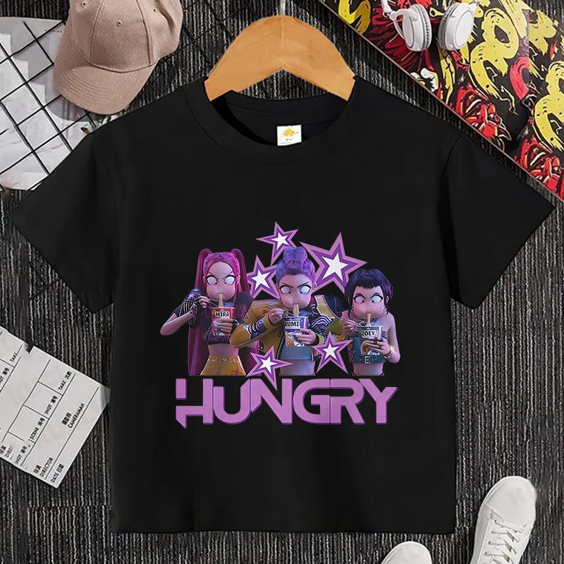 KPop Devil Hunter Cartoon Anime Children's Round Neck Fashion Casual Top Children's T-shirt