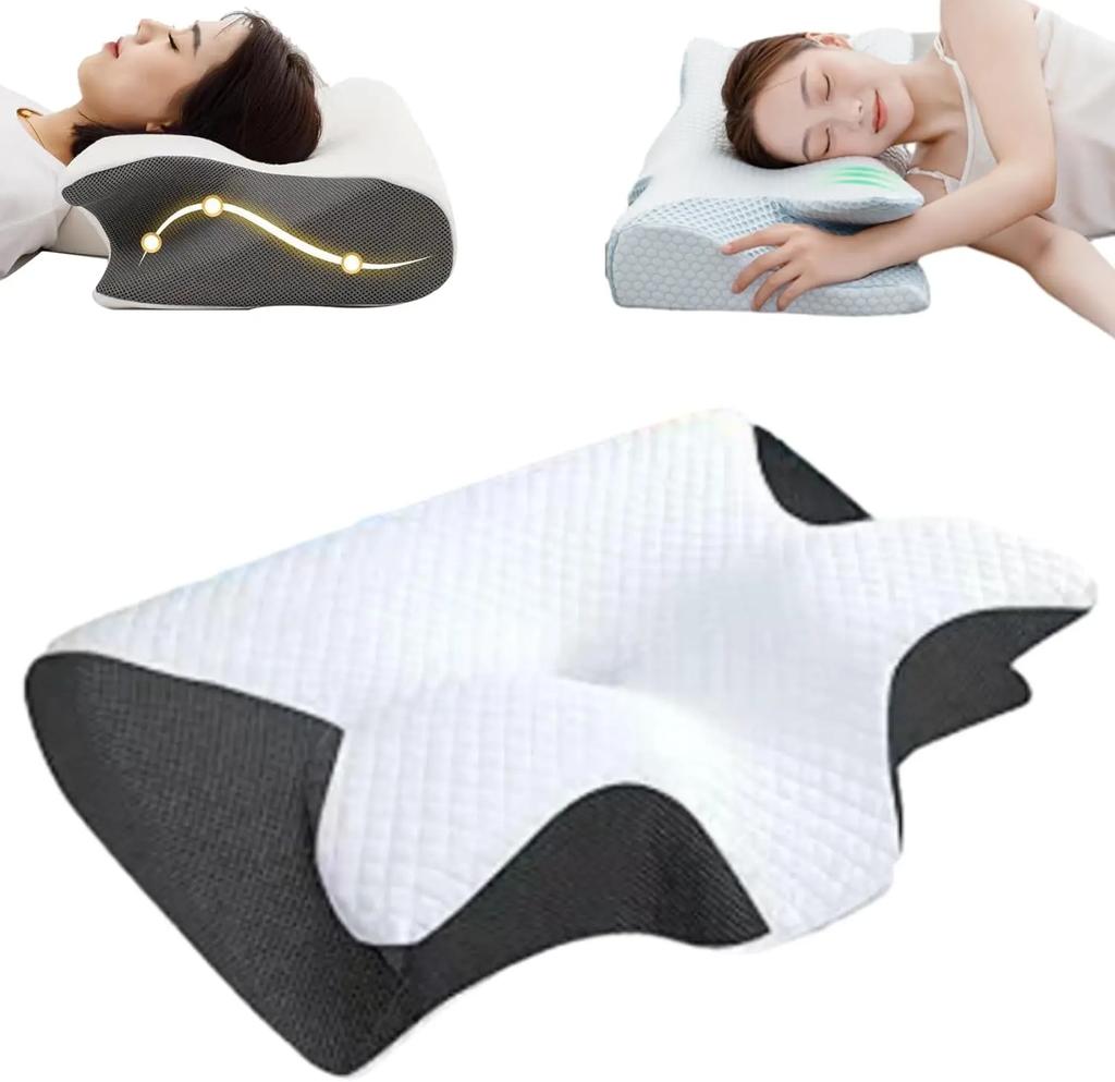 Stitching Color Pillow Memory Foam Cervical Ergonomic Contoured Orthopedic Relaxing Cervical Pillow Versatile Support Pillow