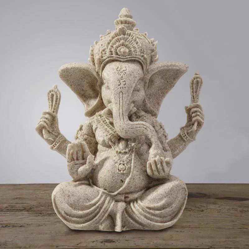Sandstone Ganesha Buddha Elephant Statue Sculpture Handmade Elephant Figurine Home Decoration Accessories Home Decor Supplies