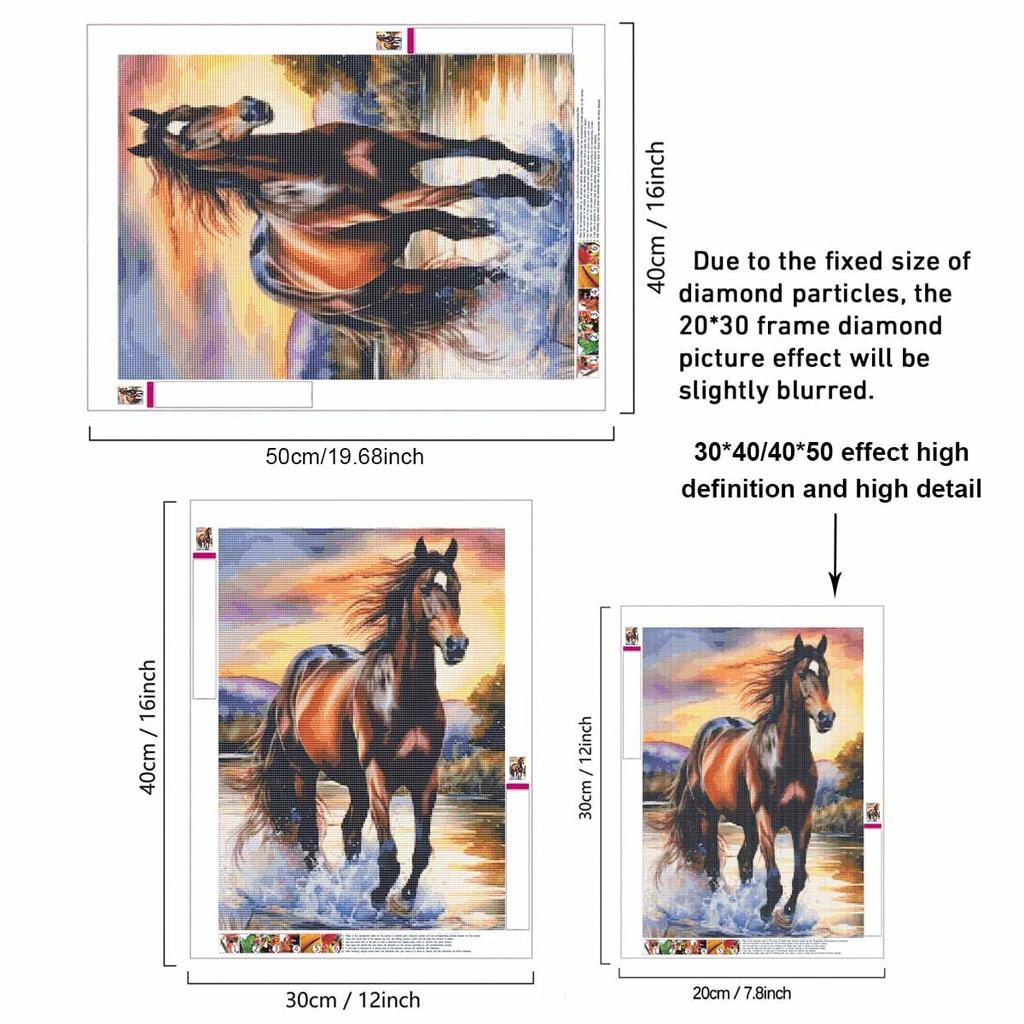 Horse DIY Diamond Art Painting Kit with Shiny Resin Diamonds for Adults Relaxing Craft Wall Decor and Handmade Gift Idea Set Decor