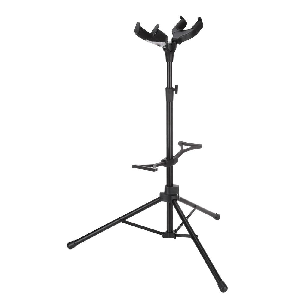 uxcell Double Guitar Stand for Electric Acoustic and Adjustable Tripod Guitar Stand 2 Guitar, Guitar, Bass, Self-Locking (Holds Guitars)