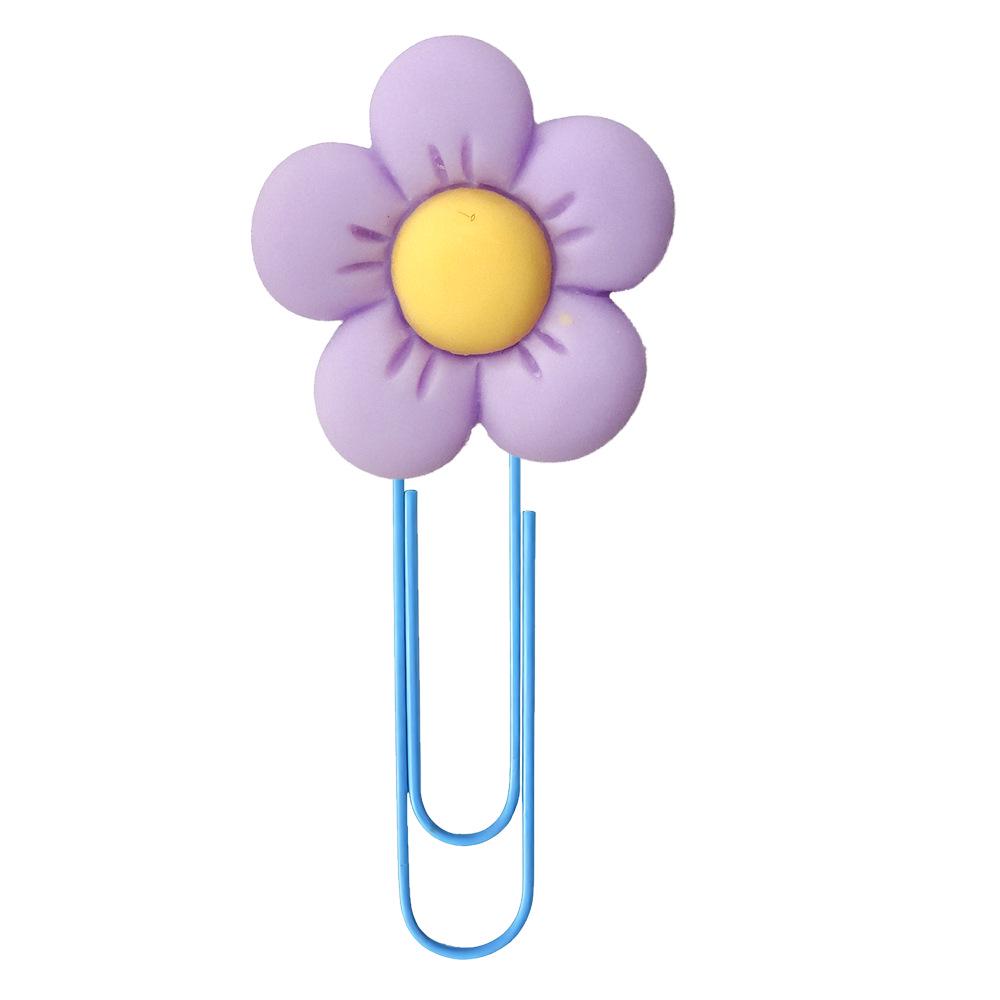 Anime-Style PVC Flower Paper Clip Bookmark - Cute Office Stationery