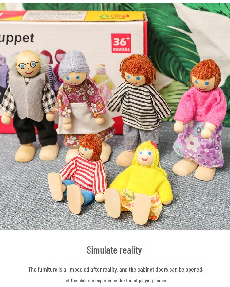 Wooden Doll Furniture Set: Mini Sofa, Cabinet, and Wardrobe for Child's Pretend Play