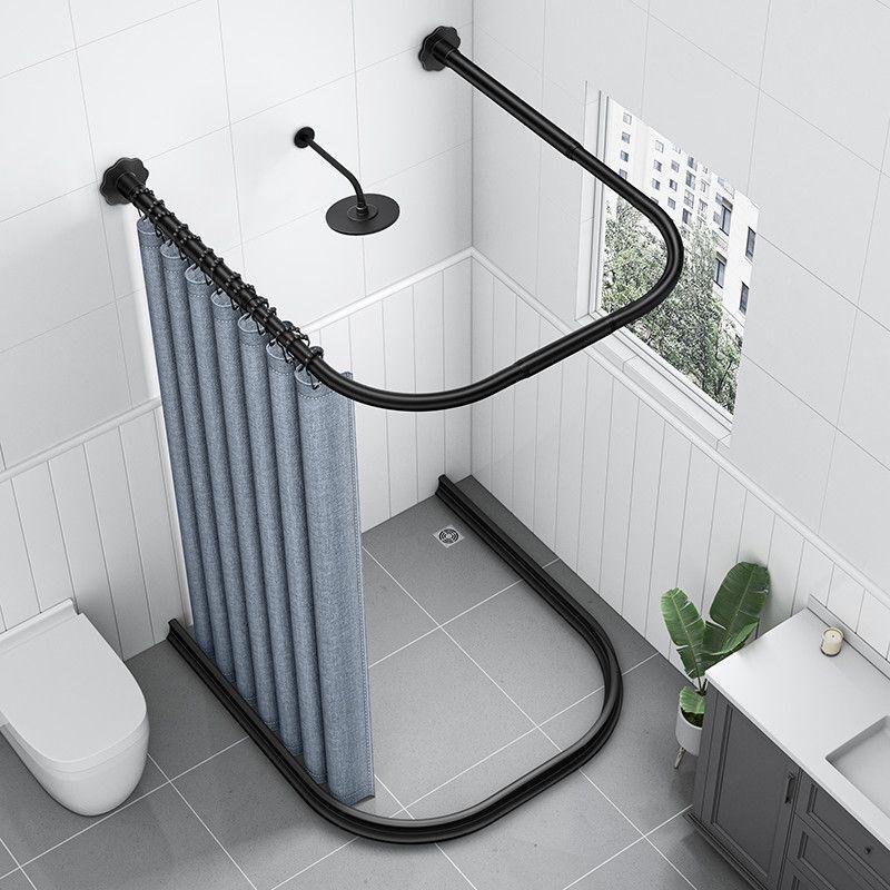 No-Drill Curved U-Shaped Shower Curtain Set