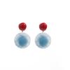 Retro Style Red And Blue Contrasting Geometric Disc Earrings, Light Luxury And High-End Sense, Personalized Fashion Design Exaggerated Earrings