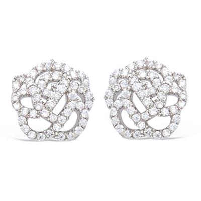 [N6268] - Silver Earrings 'Rosa Romantica' White (rhodium-plated) - 11 Mm