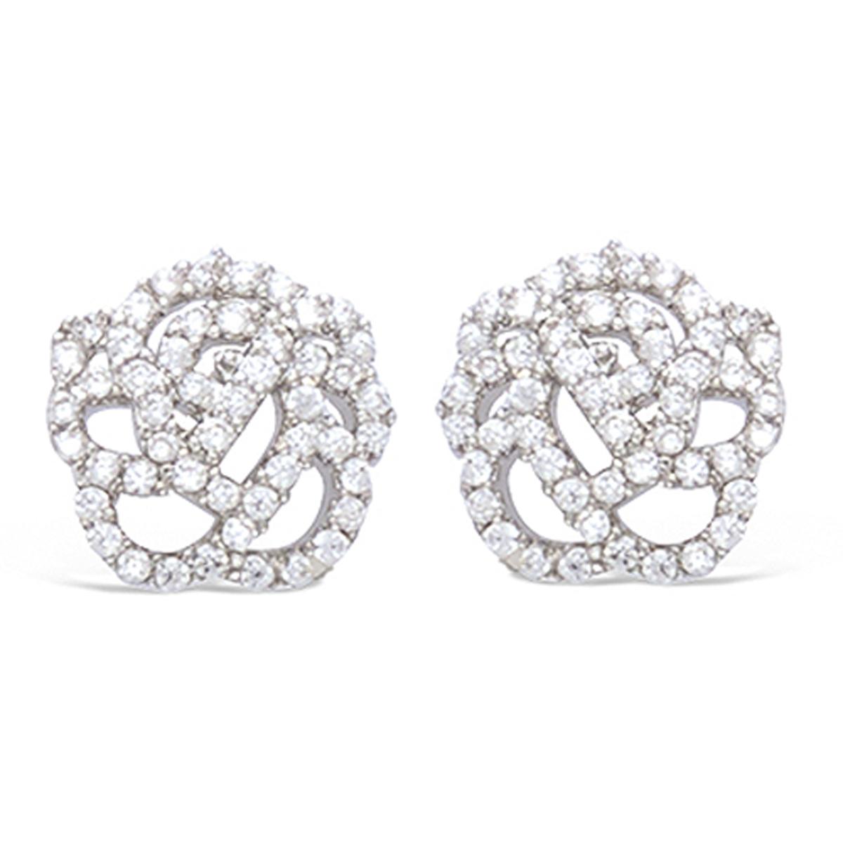 

Les Trésors De Lily [N6268] - Boucles argent Rosa Romantica blanc (rhodié) - 11 mm