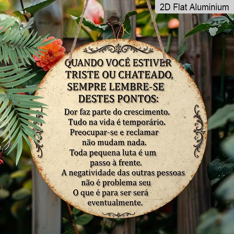 

2D Flat Aluminum Portuguese Inspirational Quote Signboard Wall Decoration, Available in Various Sizes. Suitable for Living Rooms, Bedrooms, Studies 20*20cm