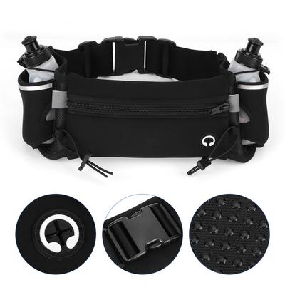 Running Belt with Water Bottle Outdoor Sports Waterproof Waist Bag Bottle SetBlack