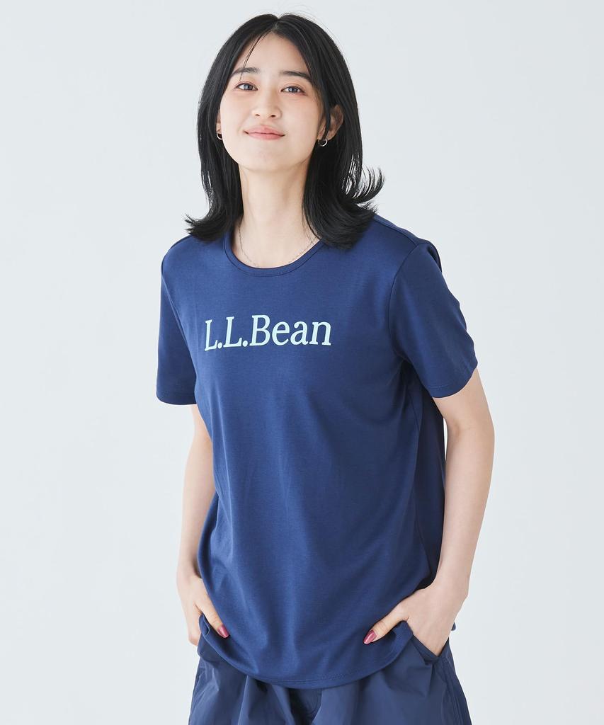 LL Bean Pima Cotton Crew Neck Graphic US Size Deep Chelt 1000227054 Women's Tee, Fit, Regular, S, Green/Bean Green,