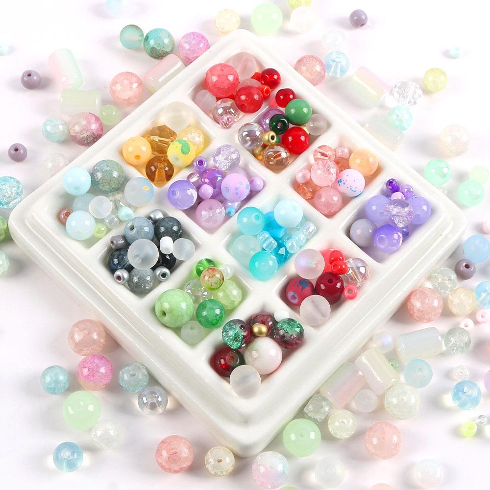 20G Perline di Vetro Miste Perline Rotonde Filo di Perline Materiale per Braccialetti Collane Ciondoli Borsa Accessori Boemo