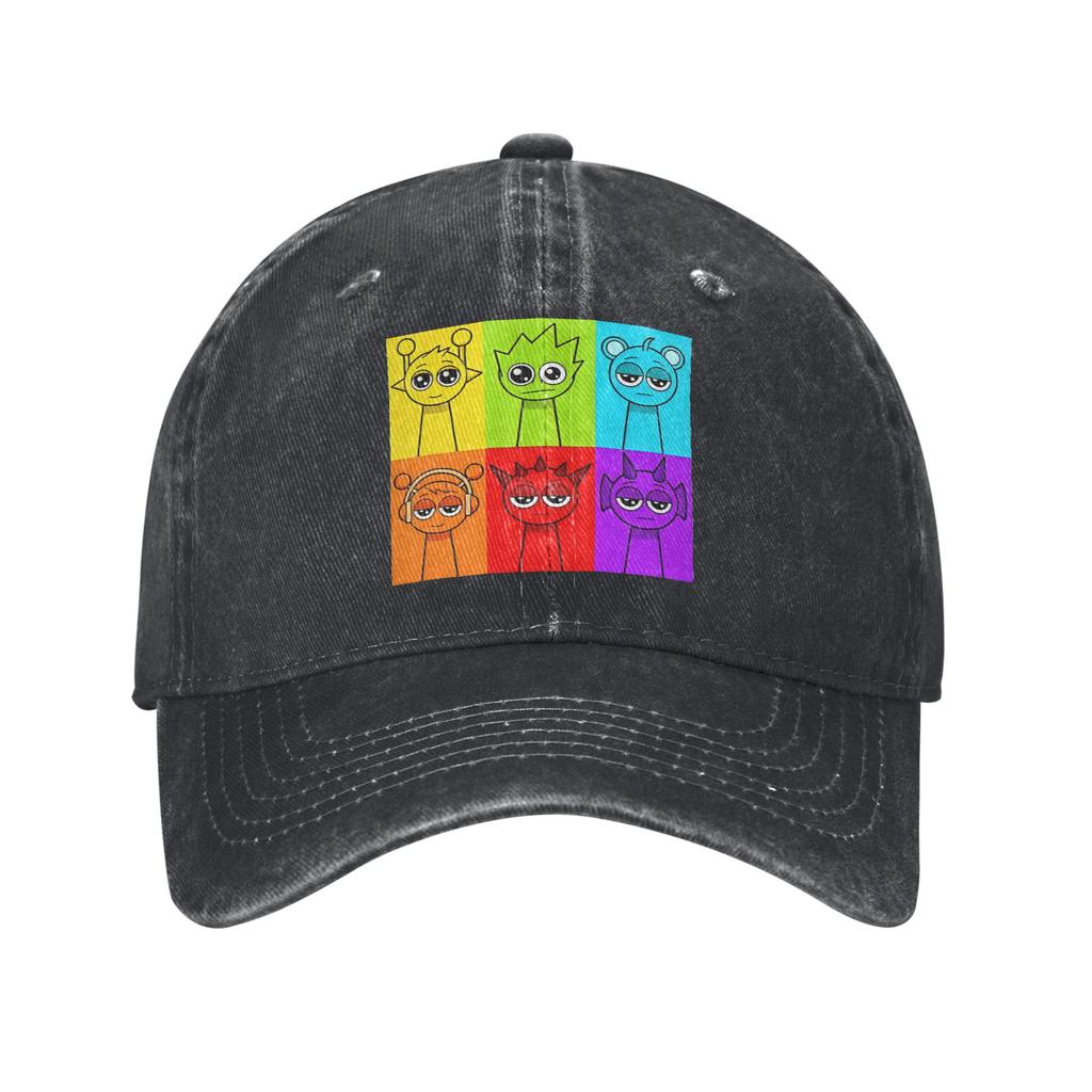 Sprunkis Cartoon Unisex Style Baseball Caps  Distressed Cotton Hats Cap Vintage Outdoor Activities Gift Snapback Cap
