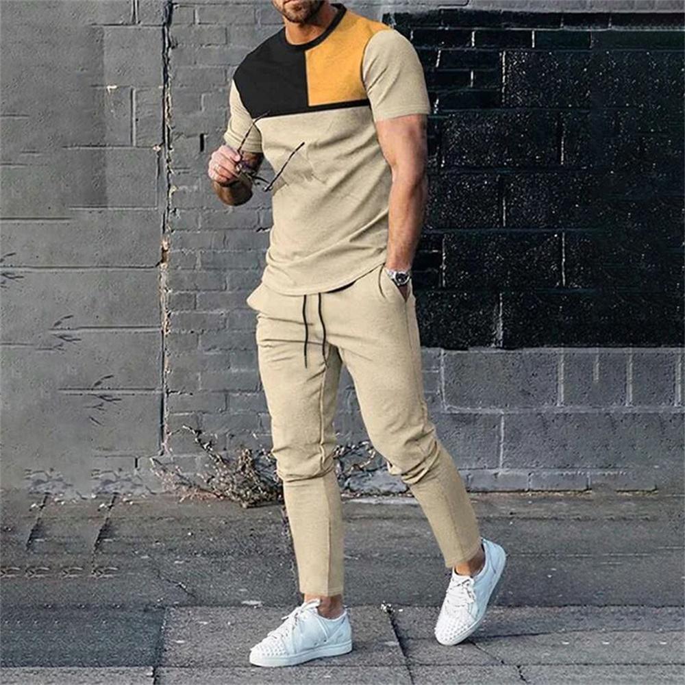 Tute Estive da Uomo Stampa 3D Maglietta a Maniche Corte Pantaloni Jogging Set da 2 Pezzi Casual Tendenza Moda Abbigliamento Uomo Streetwear