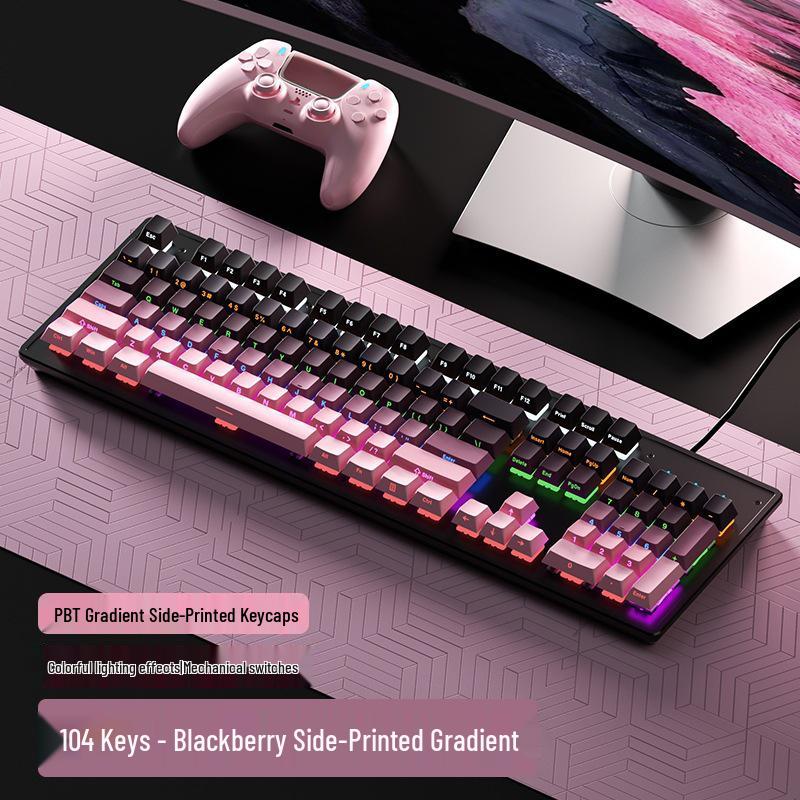Fenglingdu 87-Key Wired Mechanical Keyboard with Blue, Red, Brown Switches - Gradient, Side-Engraved, Ideal for Gaming and Office Use.