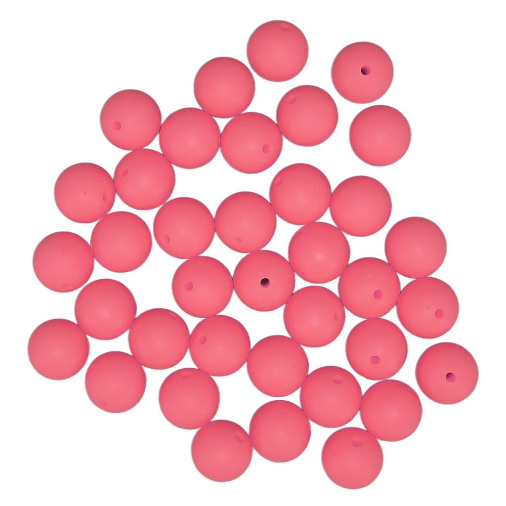 105pcs 15mm Silicone Beads Bulk Round Silicone Beads Loose Beads for Bracelet Necklace Keychain Making Baby Pink