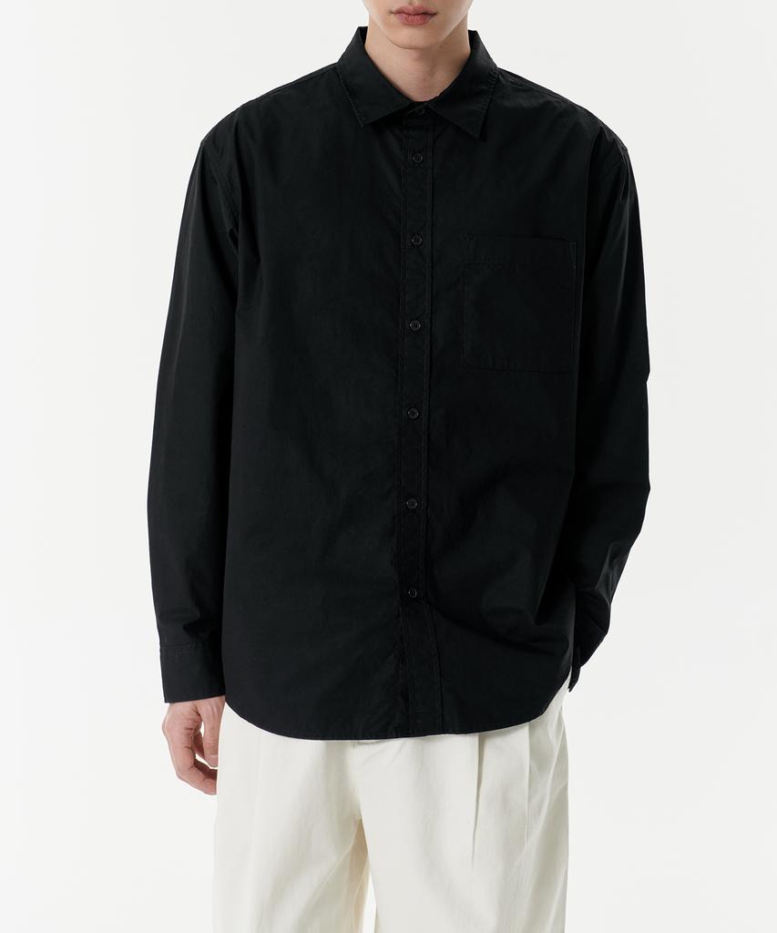 MUSINSA STANDARD Relaxed Washed Poplin Shirt [Black]