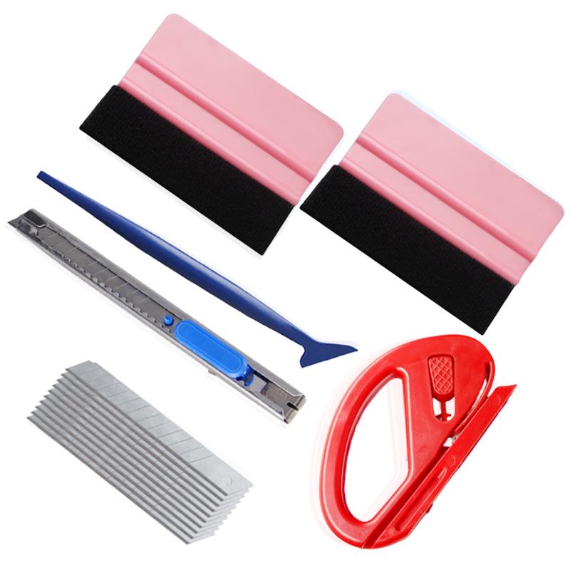 Car Film Tool Set: Includes Scraper, Blade Cutter, Paper Cutter, Gap Sealer, Edge Sealer, and Seam Scraper.
