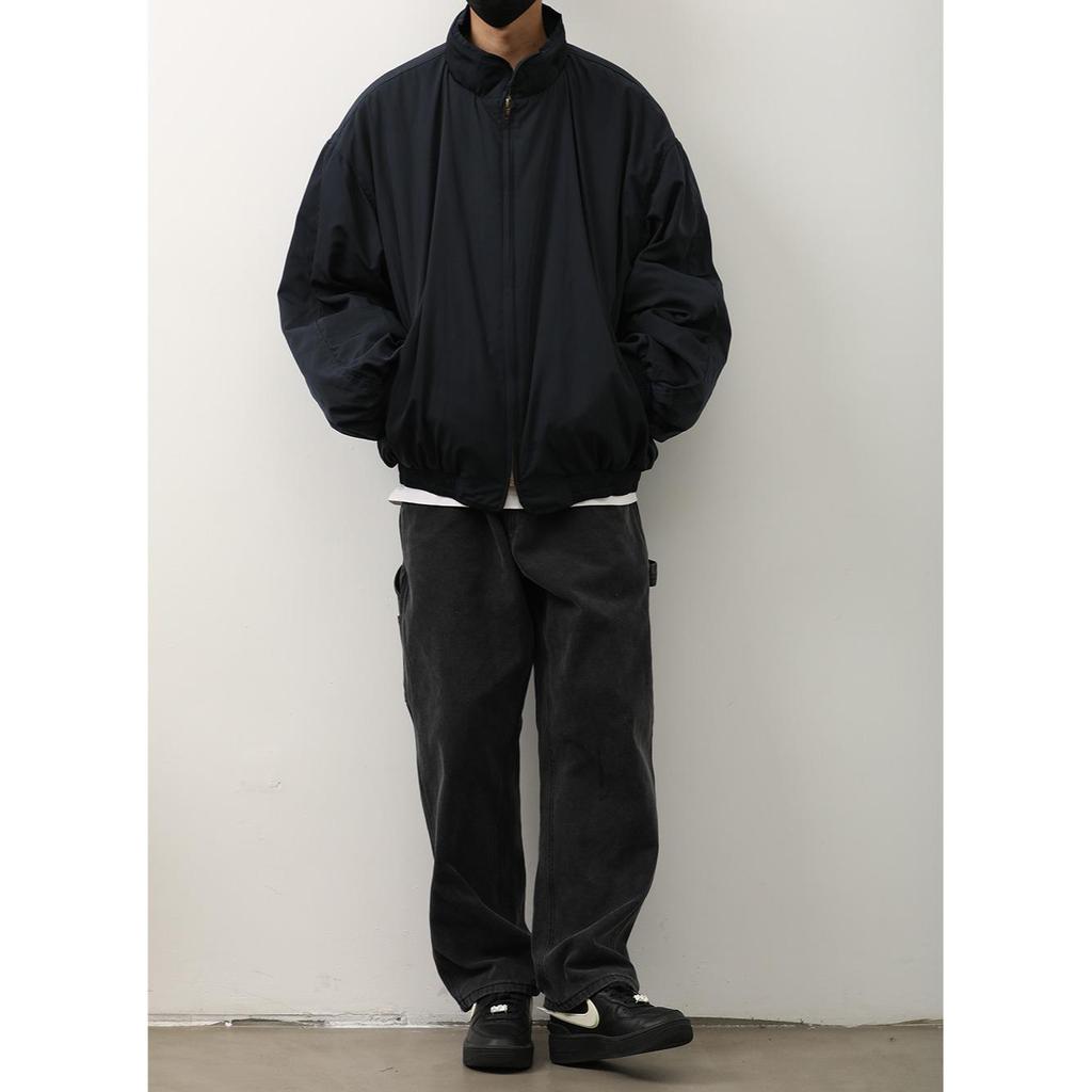 Men's Hong Kong Style Stand Collar Cotton Jacket - Autumn/Winter Retro, Warm, Loose, Versatile Outerwear.