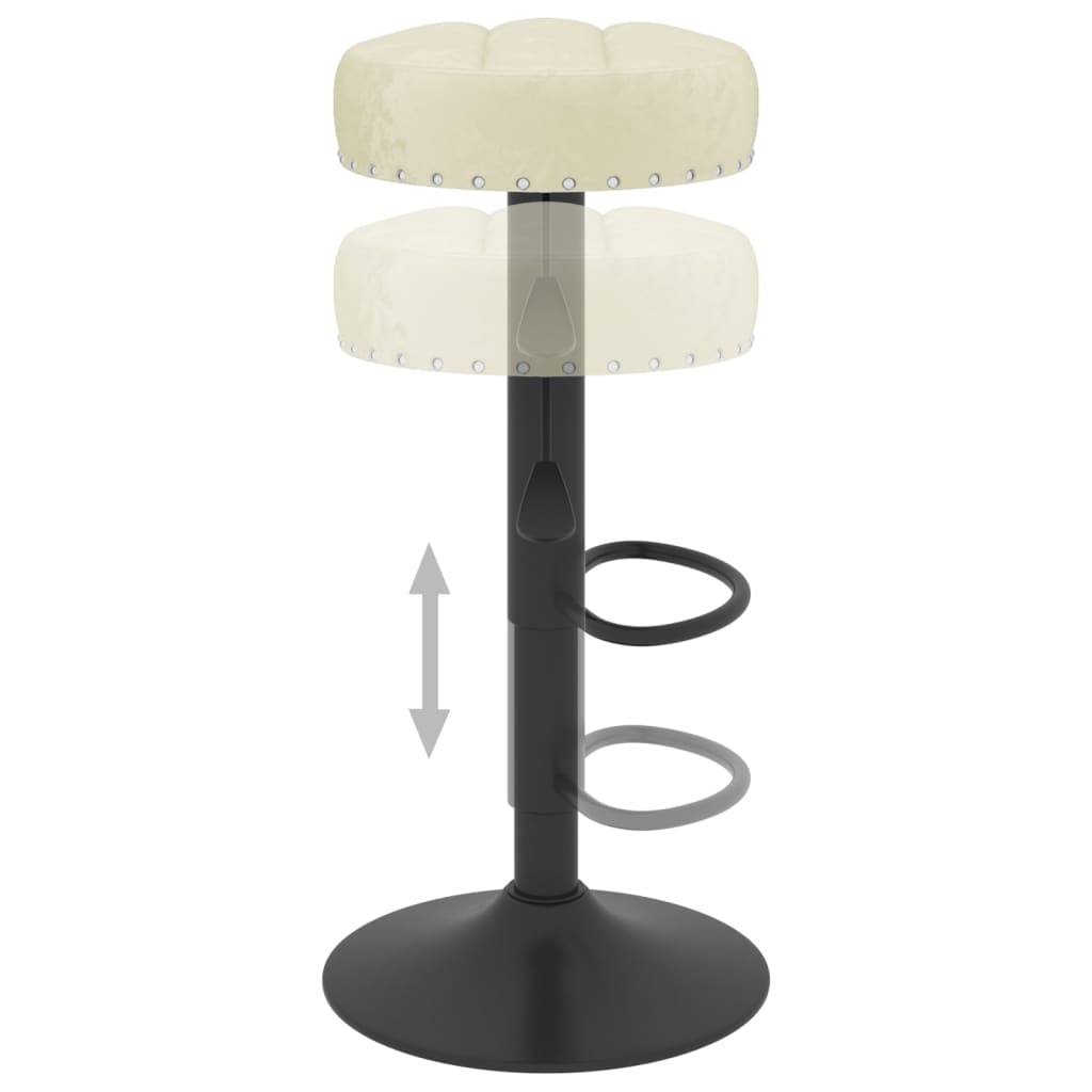 Bar Stool Set of 2 Cream Velvet