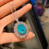 Huameimei Cross Border New Simulated Grandmother Emerald Necklace Artificial Paraiba Pendant