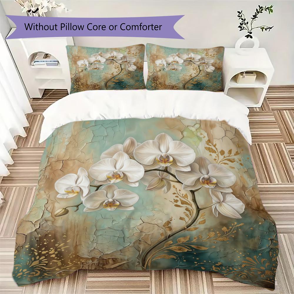 Retro Ink Floral Pattern Bedding uilt Set uilt Cover Pillowcase Home Decoration Birthday Gift (1 * duvet cover + 2 * pillowcase without core)