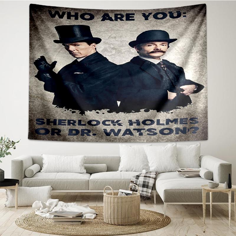 Sherlock Holmes Print Tapestry, Backdrop, Easy Setup, Ideal for Bedroom, Office & Living Room, with Aesthetic Wall Hanging Decor.