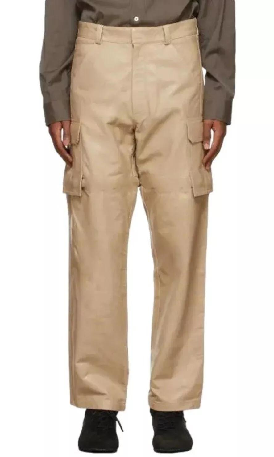 

Стильные кремовые брюки высокого качества для носки мужские карго из натуральной кожи ягненка 42 кремовый