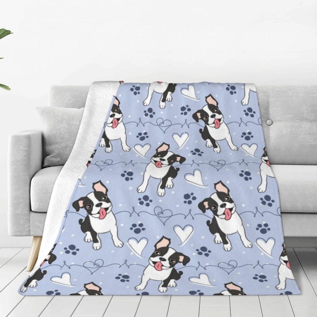 Liebe Boston Terrier Decke Tier Reise Flanell Überwurfdecke Superweich Wohnzimmer Kundenspezifische Tagesdecke Geschenk
