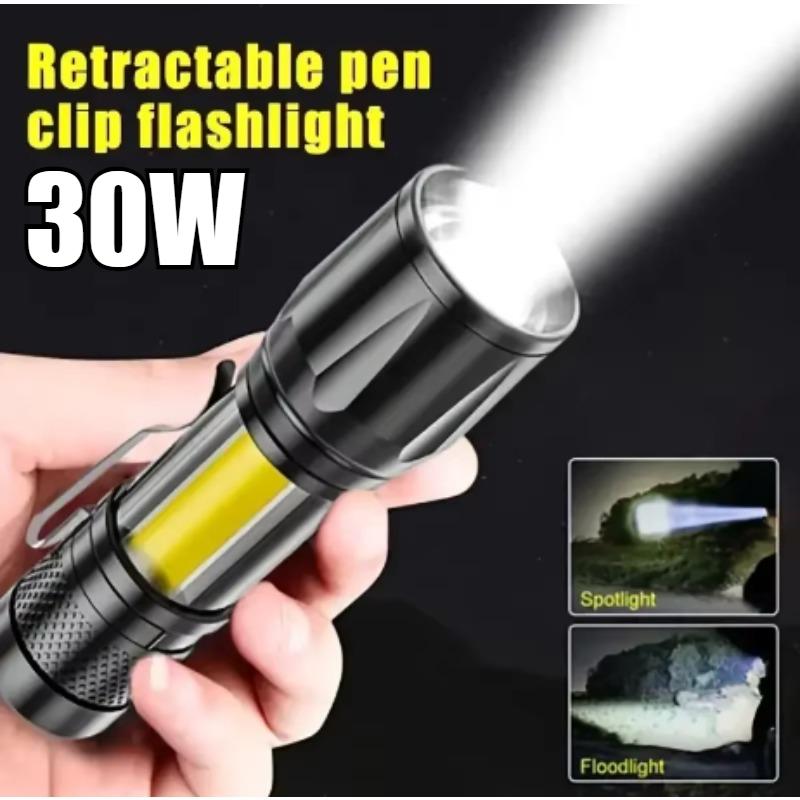 Built In Battery Zoom Focus Mini Led Flashlight Torch Lamp Lantern 2000Lumen Adjustable Outdoor LED small flashlight with side light