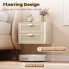 Modern Floating Nightstands Set of 2, Wall Mounted Bedside Tables with 2 Drawers, Oak