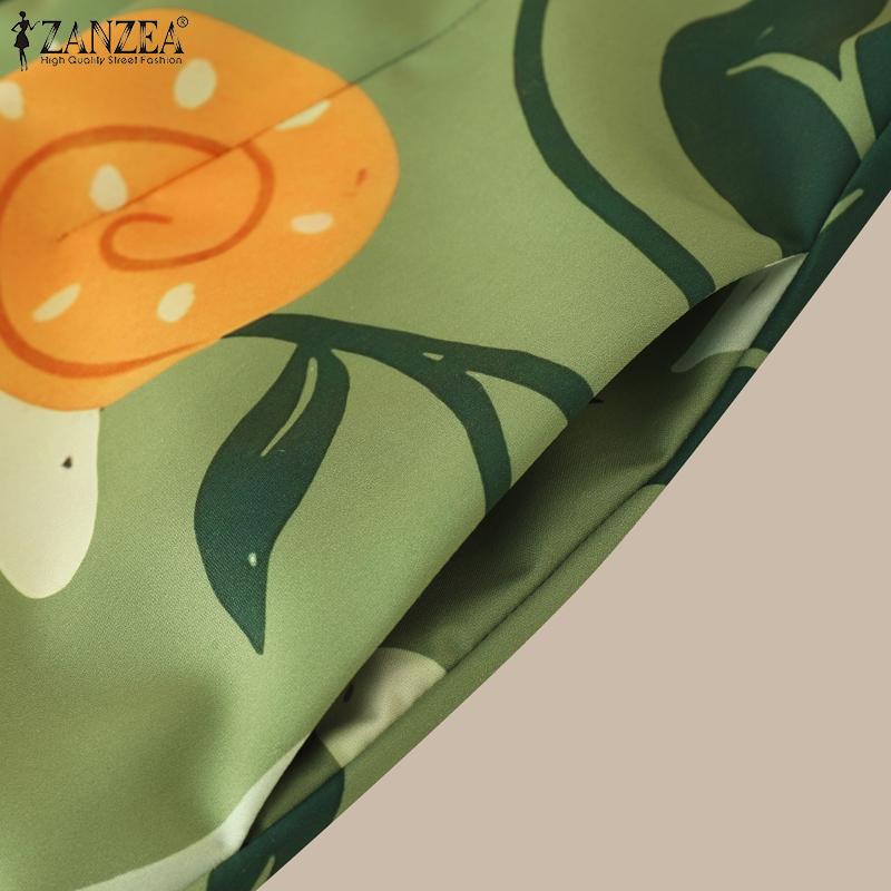 ZANZEA Women Summer V-Neck Boho Print Casual Short Sleeve Dress