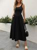 2026 Trendy European & American Women's Sleeveless Square Neck Waist-Cinching Pocket Dress - Casual, Comfortable & Slimming