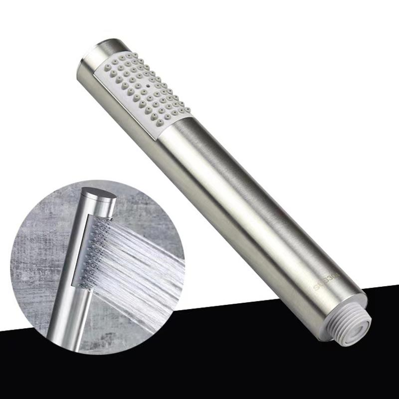 Stainless Steel Cylindrical Handheld Booster Shower Head Hotel Home Bathroom Universal Shower Head Set