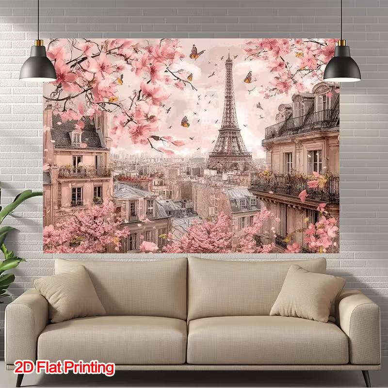 2D Paris Cherry Blossom Backdrop for Wedding Photoshoot